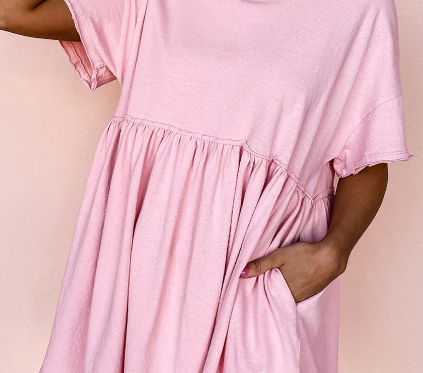 Round Neck Half Sleeve Mini Dress