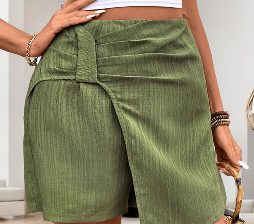 Perfee Ruched High Rise Shorts with Back Zipper