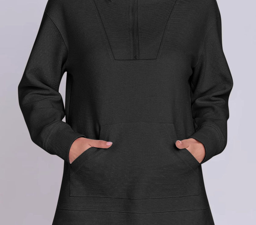 ฺHigh-Low Quarter Zip Long Sleeve Sweatshirt