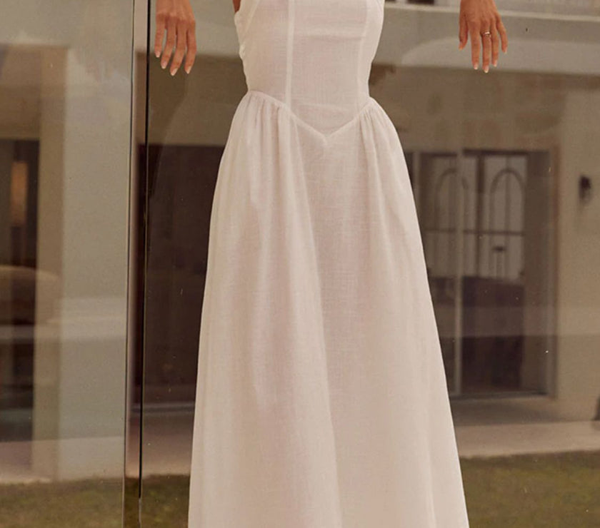 Devine Ruched Halter Neck Midi Dress