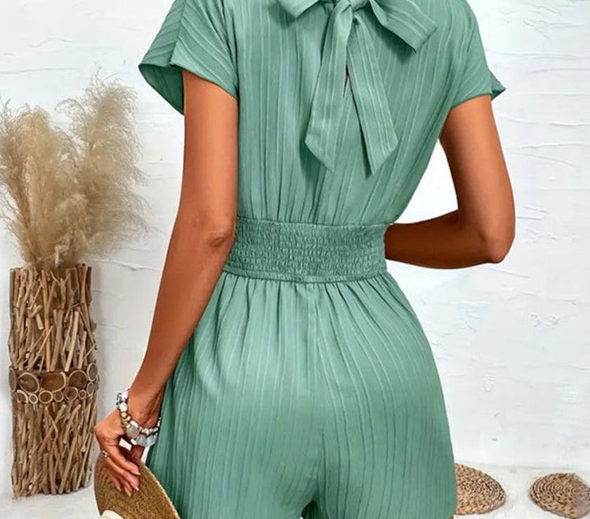 Tied Surplice Short Sleeve Romper