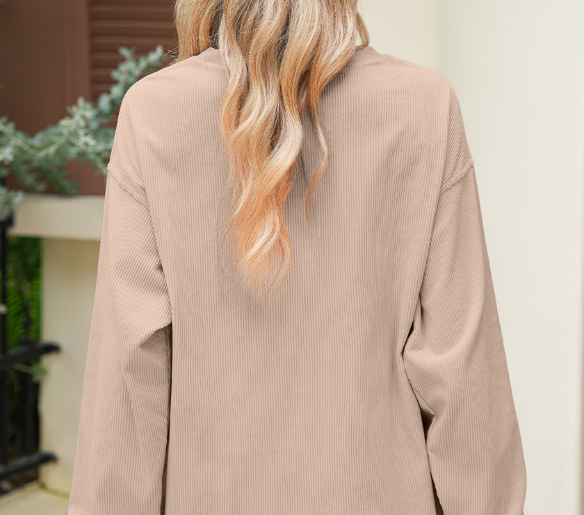 Apricot Football Graphic Drop Shoulder Game Day Corded Sweatshirt