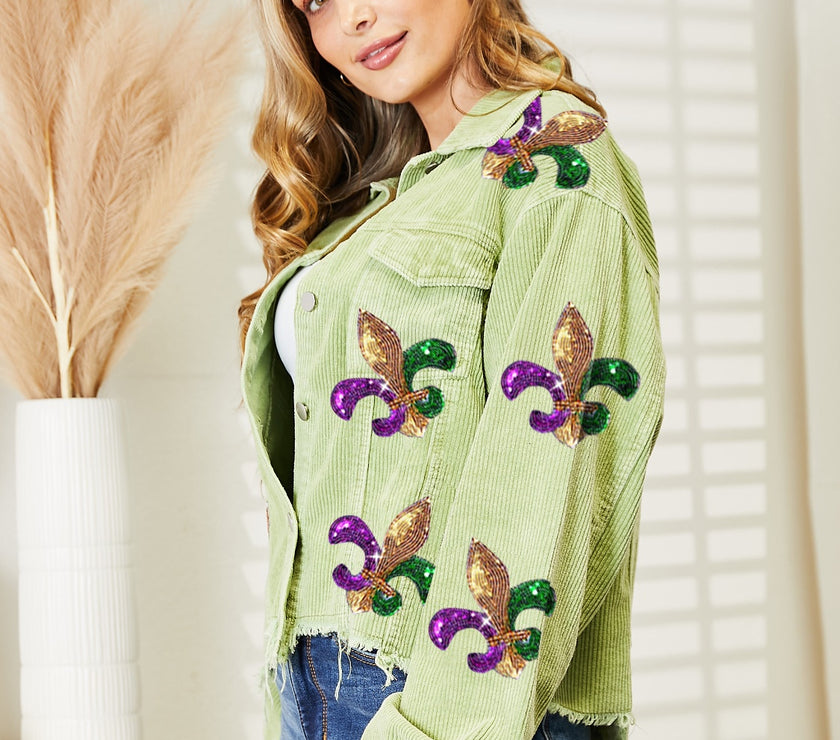 Sequin Raw Hem Jacket