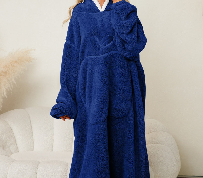 Pocketed Contrast Long Sleeve Hooded Lounge Dress