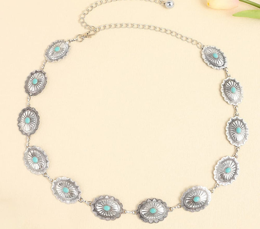 Vintage Turquoise Alloy Belt