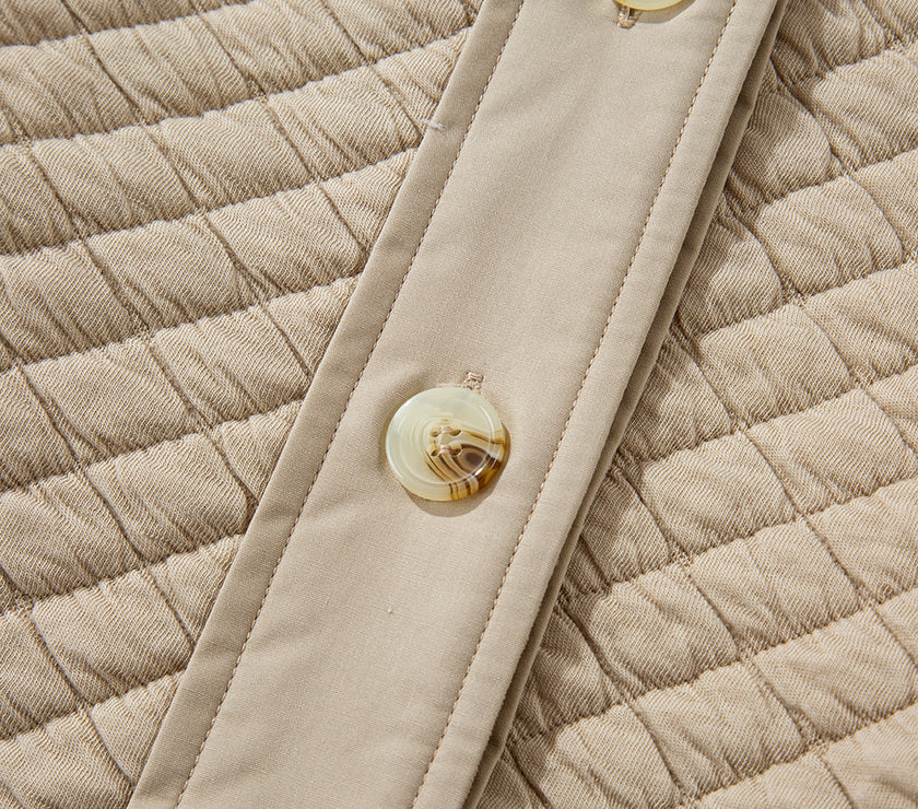 Exposed Seam Collared Neck Button Up Shacket