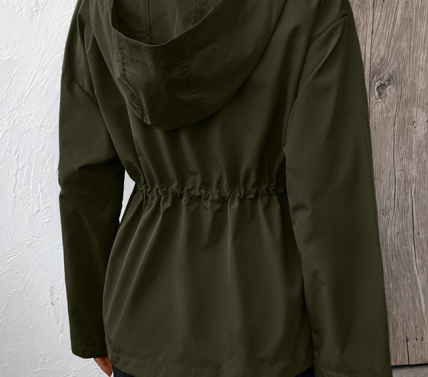 Ivy Lane Drawstring Zip Up Hooded Jacket