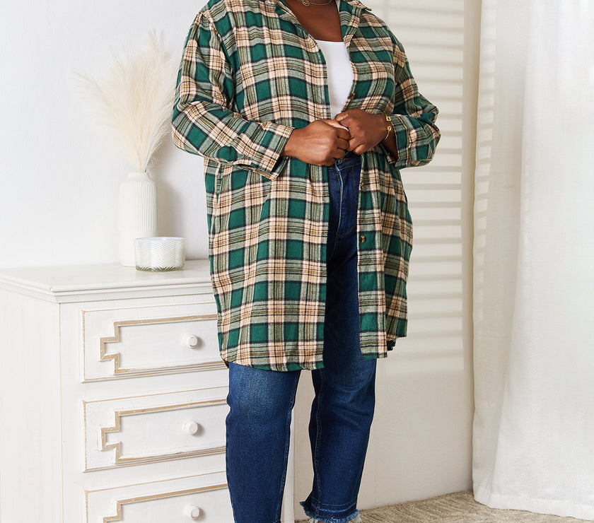 Mandy Plaid Collared Neck Long Sleeve Shirt