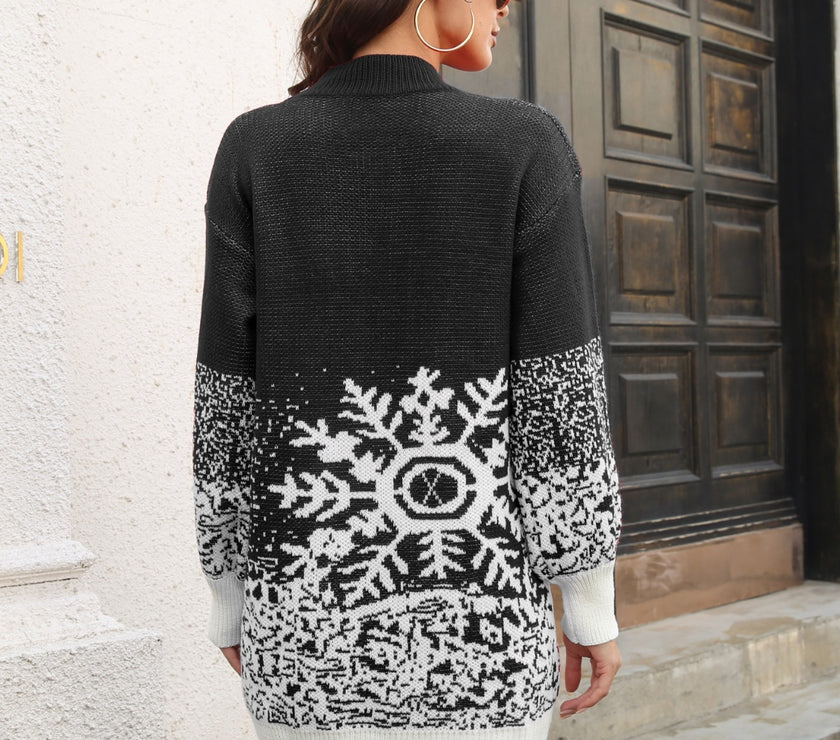 Snowflake Pattern Sweater Dress