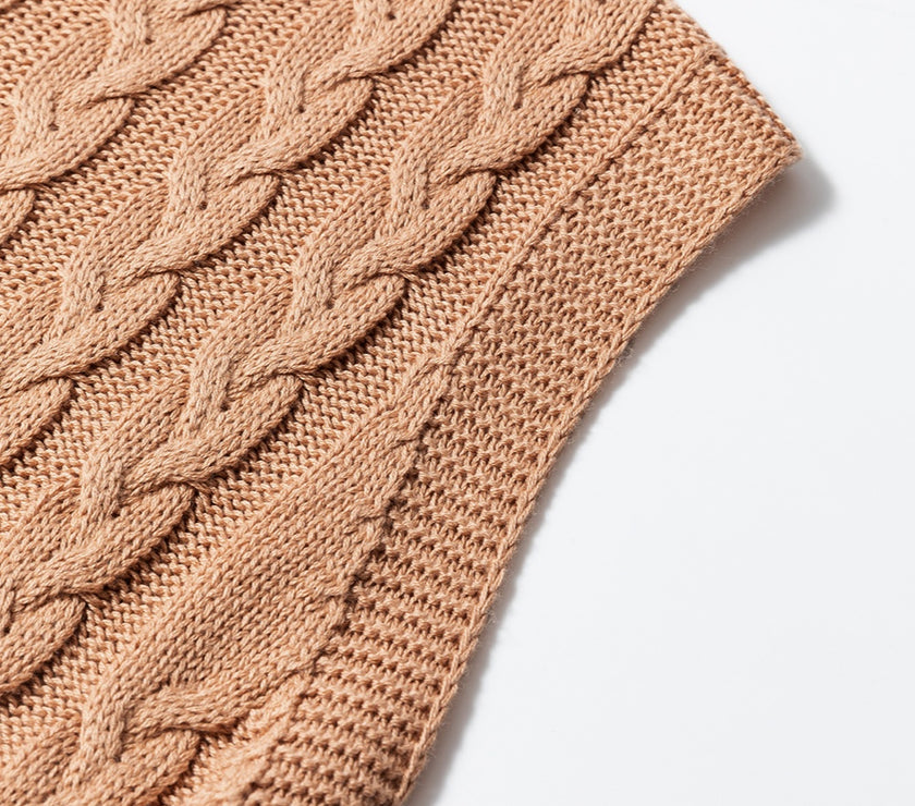 Cable-Knit Mock Neck Sweater Vest