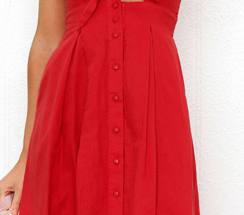 Cutout Smocked Sweetheart Neck Cami Dress