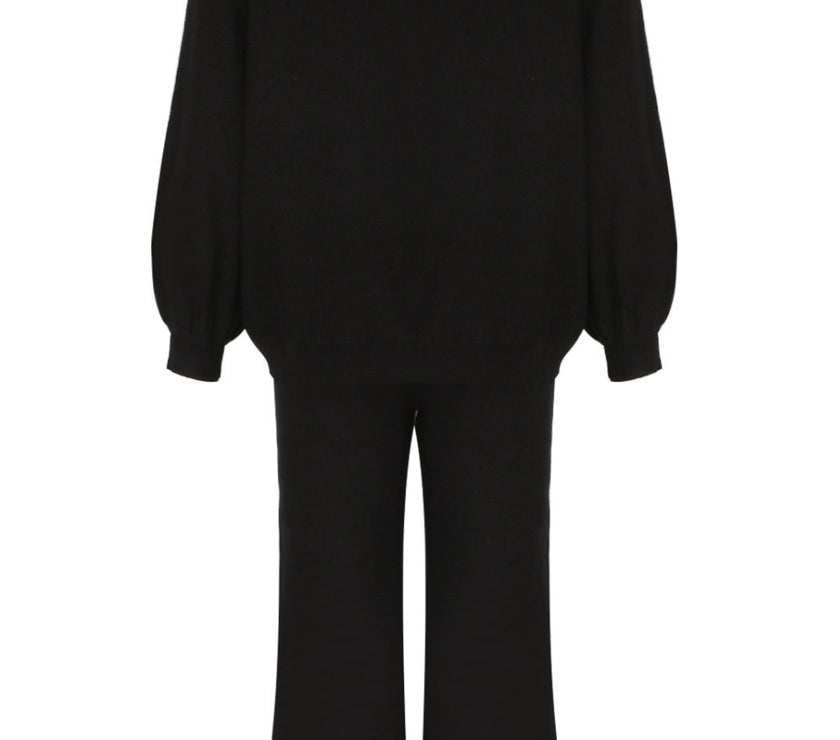 Round Neck Long Sleeve Top and Pants Set