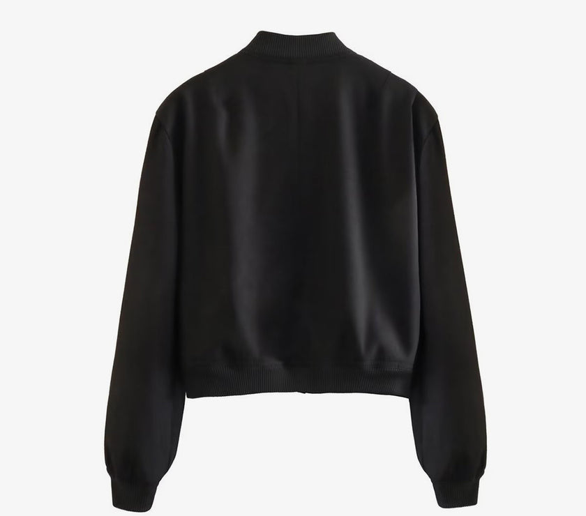 Pocketed Snap Down Baseball Collar Jacket