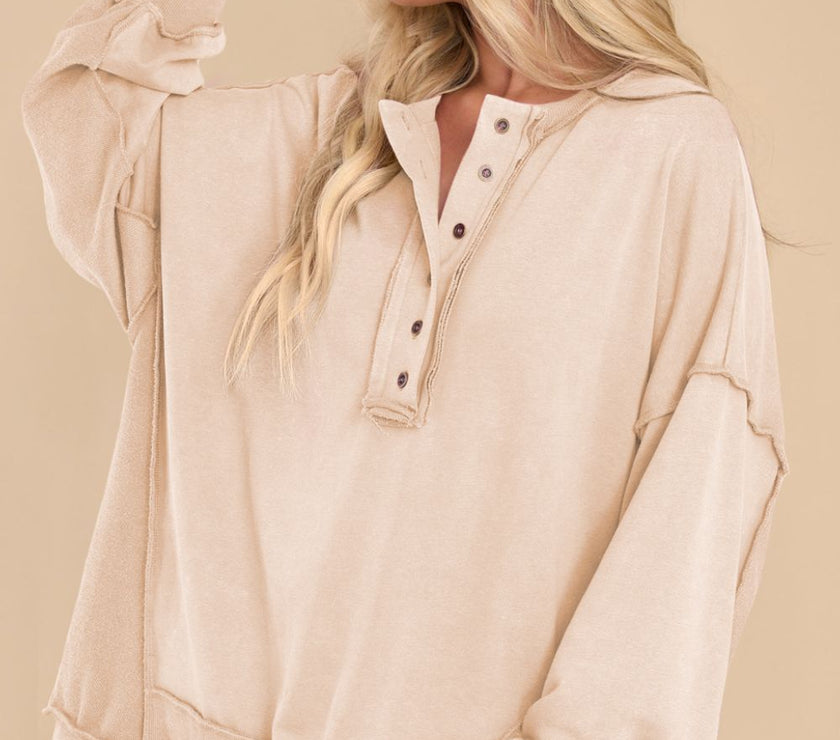 Exposed Seam Long Sleeve Sweatshirt