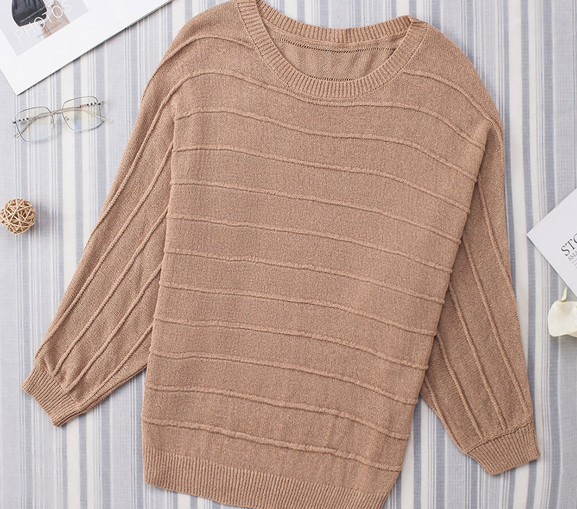 Round Neck Long Sleeve Knit Top