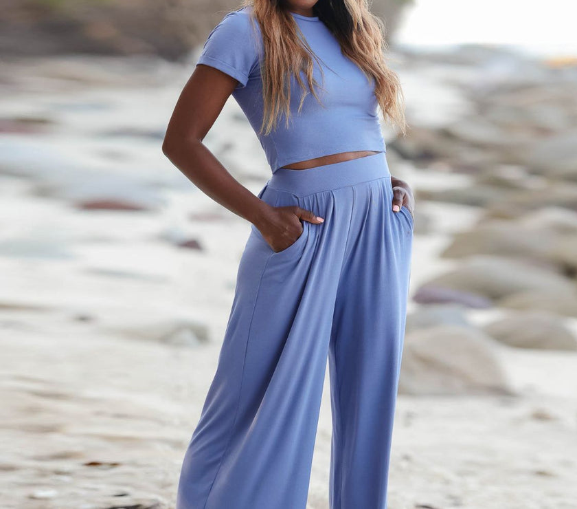 Short Sleeve T-Shirt and Wide Leg Pants Set