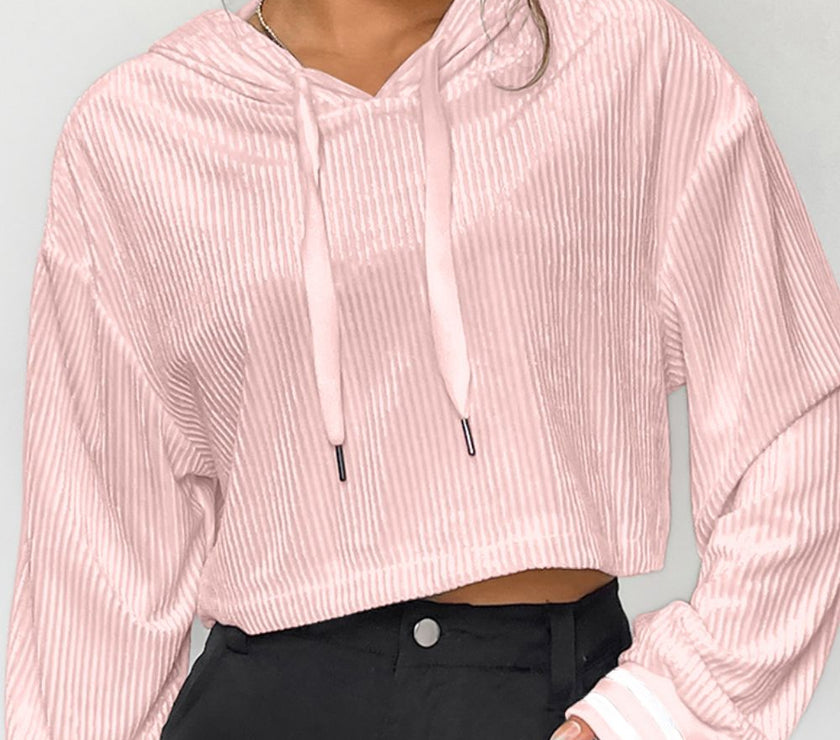 Drawstring Drop Shoulder Long Sleeve Hoodie