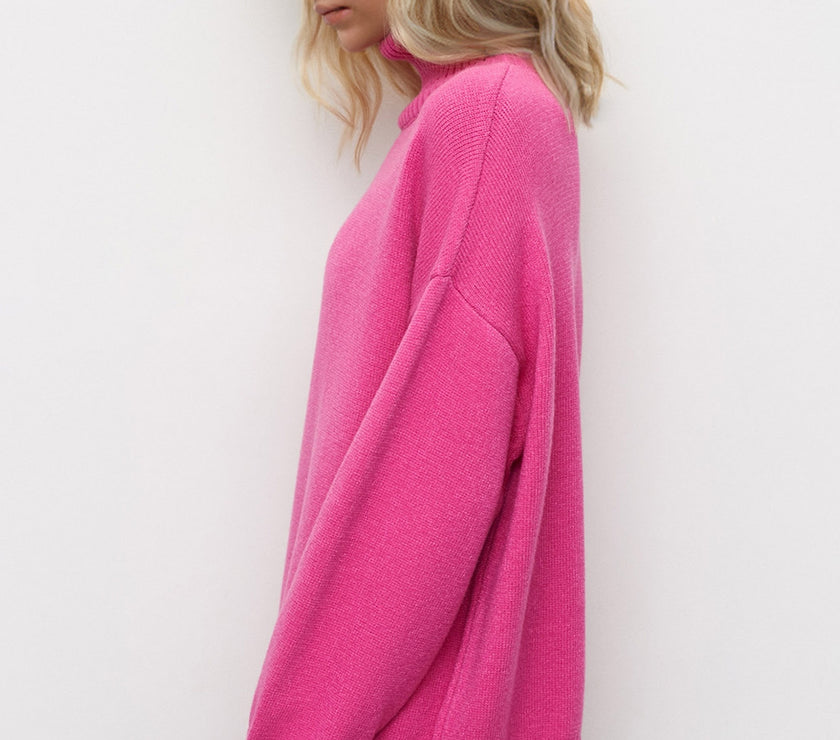 Basic Bae Turtleneck Dropped Shoulder Long Sleeve Sweater