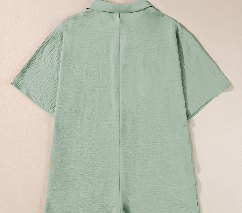 Half Button Collared Neck Romper
