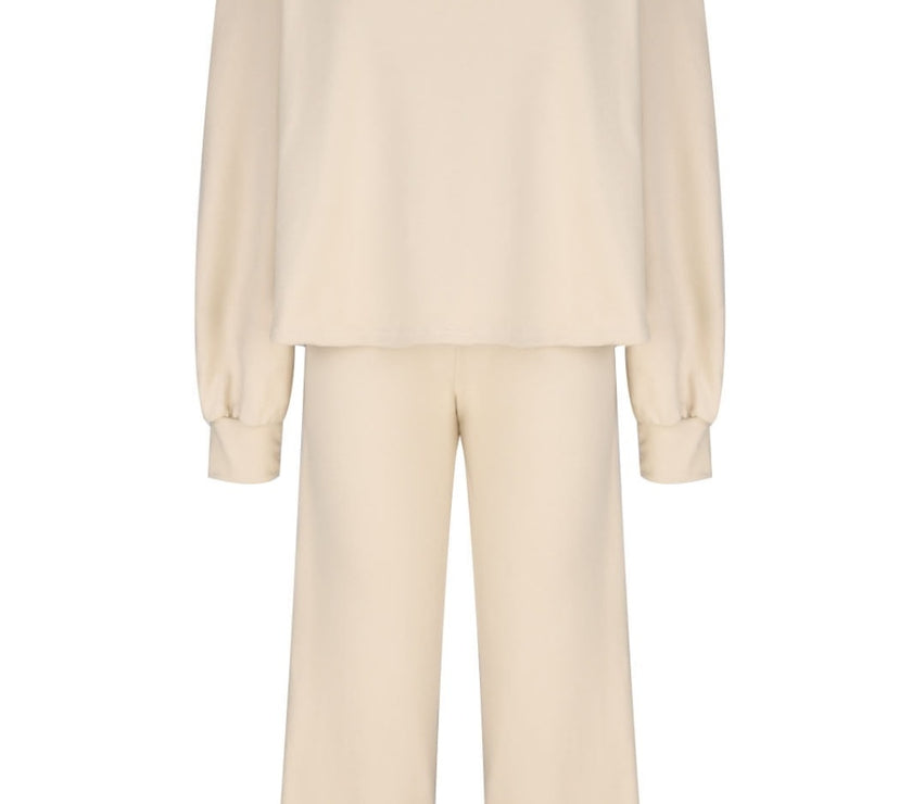 Round Neck Long Sleeve Top and Pants Set