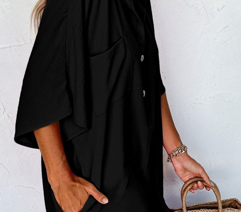 Half Button Collared Neck Romper