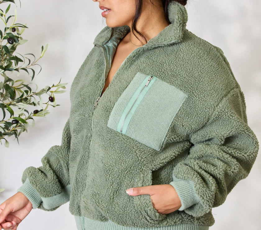 Heimish Full Size Zip Up Collared Neck Jacket