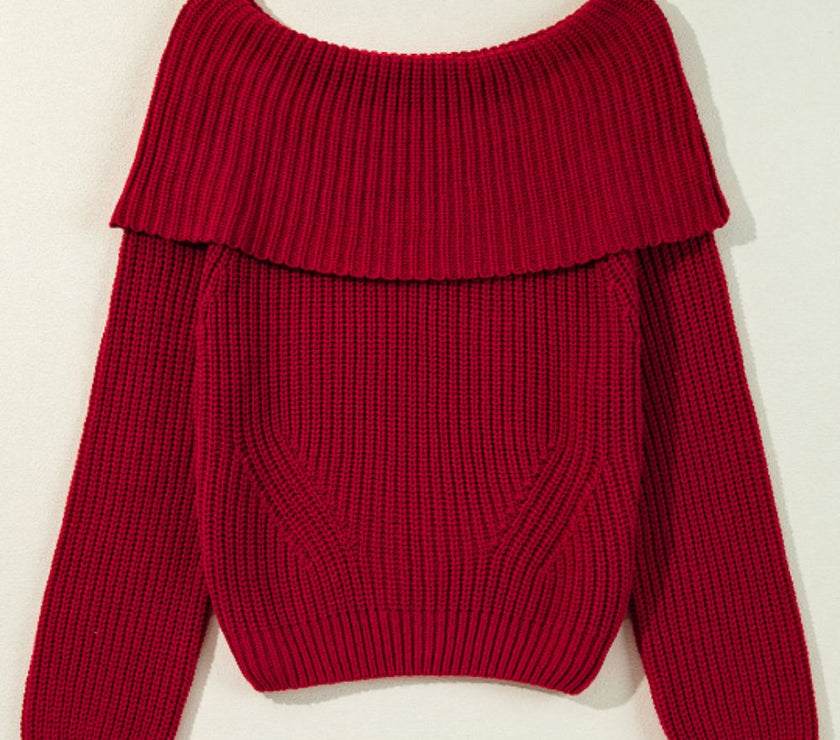 Off-Shoulder Long Sleeve Sweater