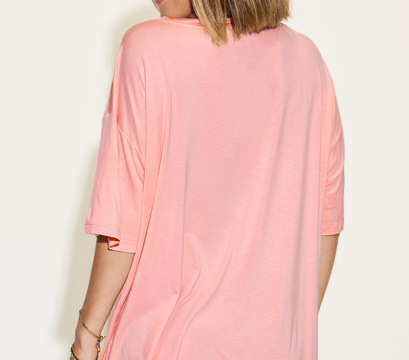 Basic Bae Full Size Bamboo V-Neck Drop Shoulder T-Shirt