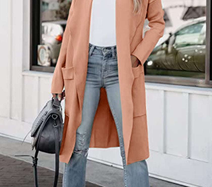 Open Front Dropped Shoulder Outerwear