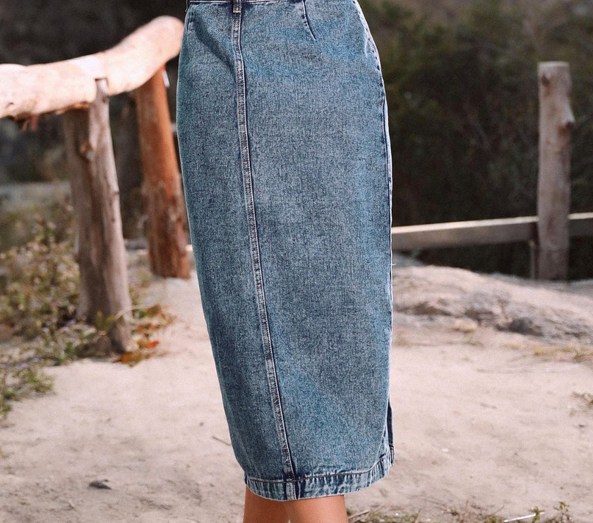 Button Down Denim Skirt