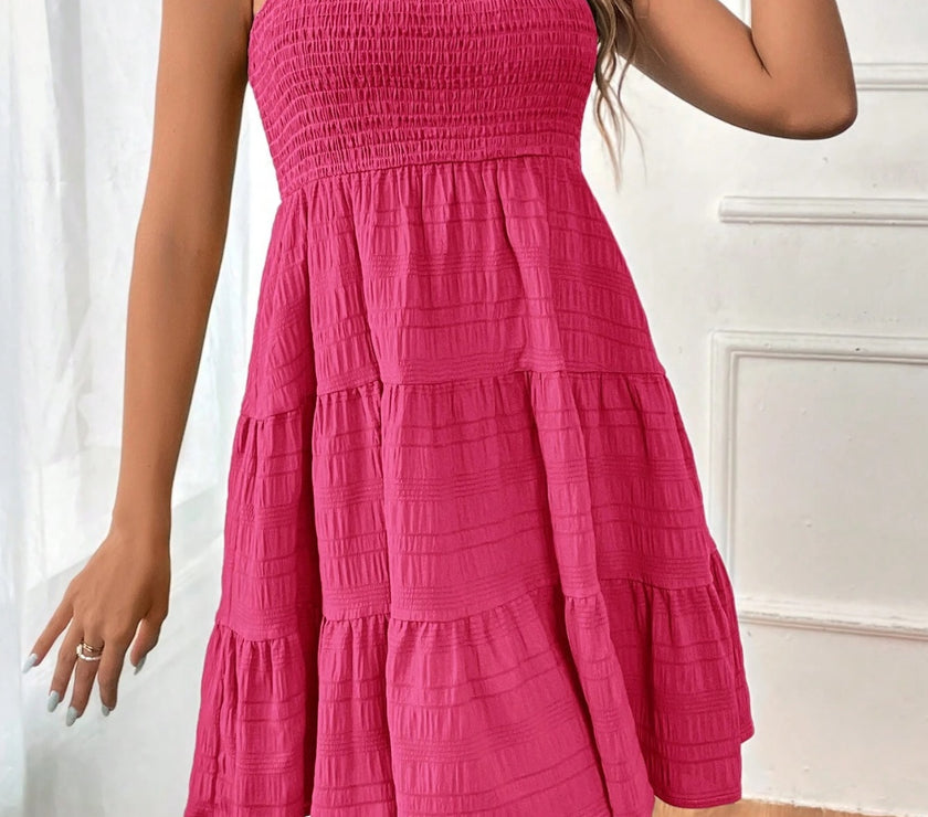 Smocked Tiered Sleeveless Mini Dress