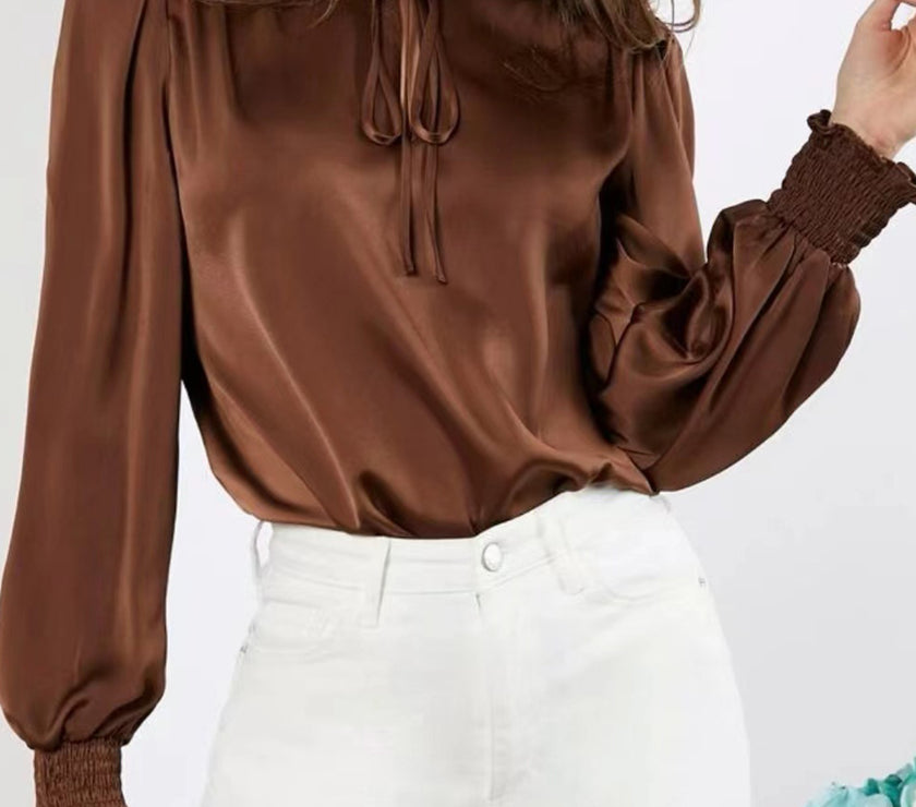 Frill Tied Lantern Sleeve Blouse