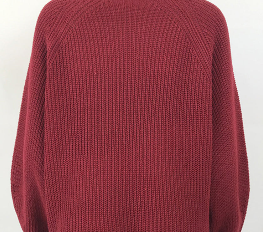 Mock Neck Dropped Shoulder Sweater Dress