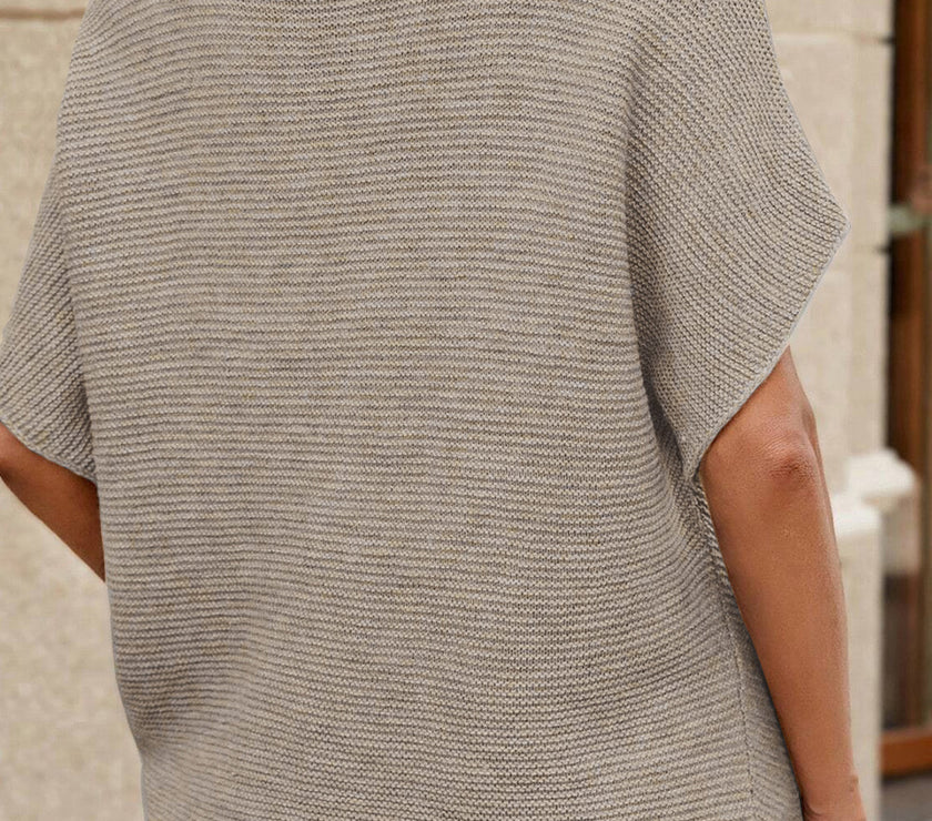 Mock Neck Short Sleeve Sweater