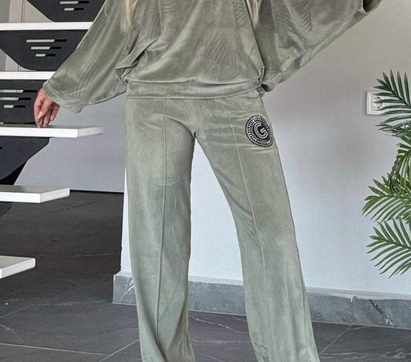 Full Size Boat Neck Long Sleeve Top and Pants Set