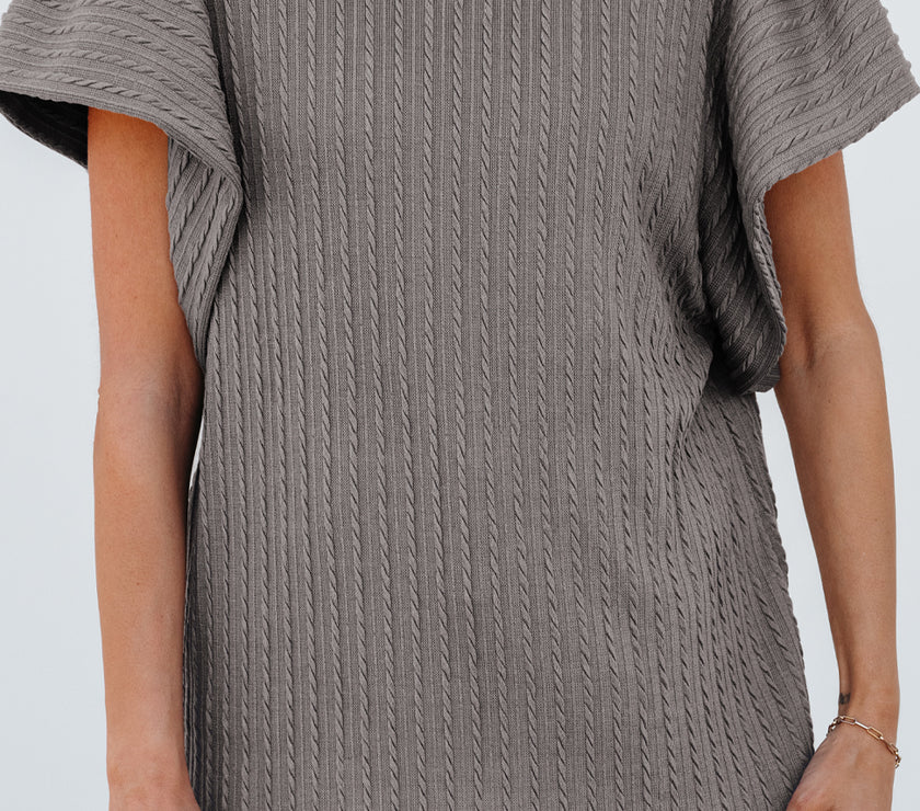 Sleet Solid Color Textured Flutter Sleeve Top