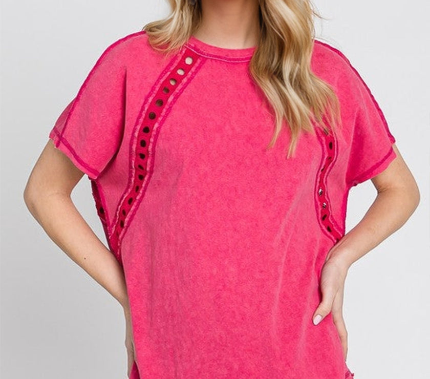 Double Take Full Size Cutout Round Neck Short Sleeve T-Shirt