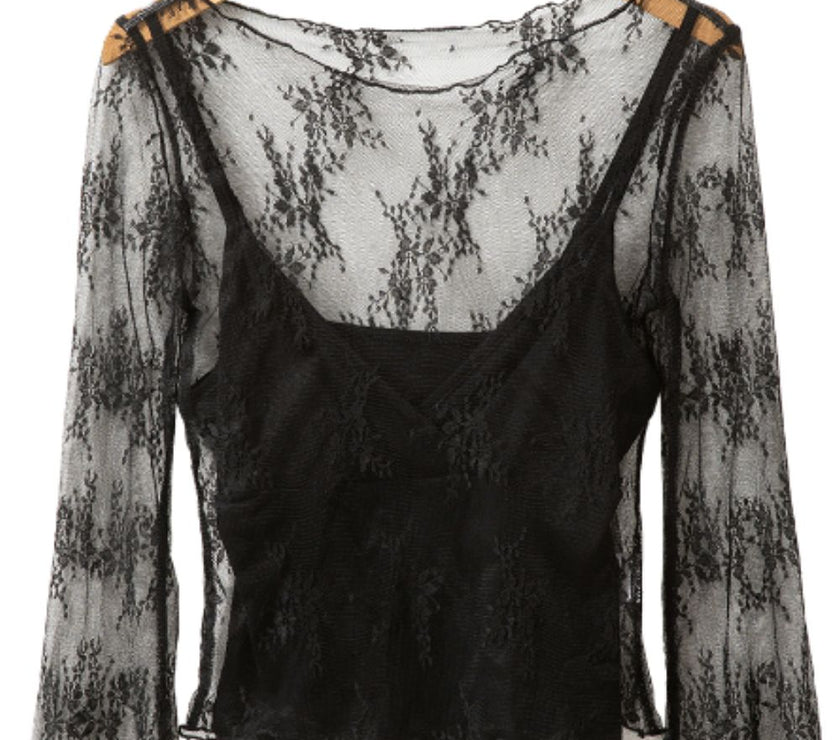 Surplice Cami and Lace Long Sleeve Cover Up Set