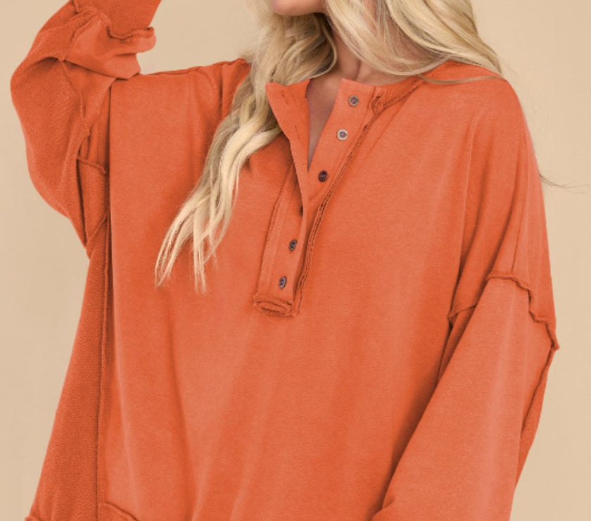 Exposed Seam Long Sleeve Sweatshirt