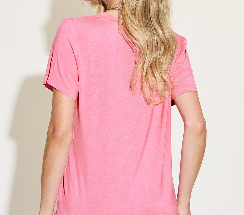 Basic Bae Full Size V-Neck High-Low T-Shirt