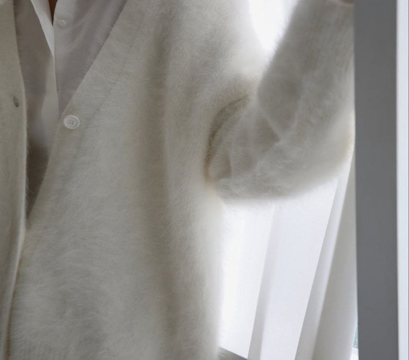 Fuzzy Button Down Long Sleeve Cardigan
