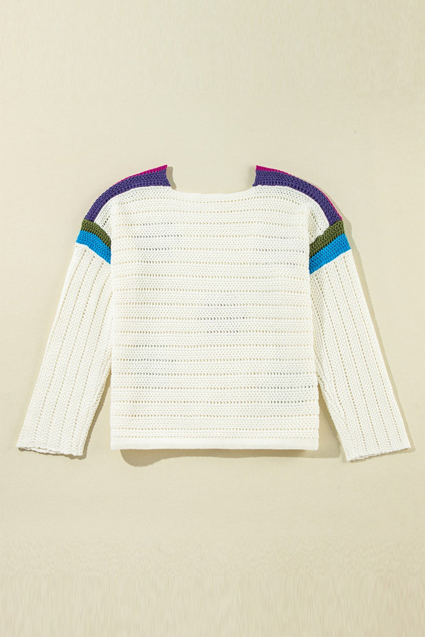 Flower Round Neck Long Sleeve Sweater