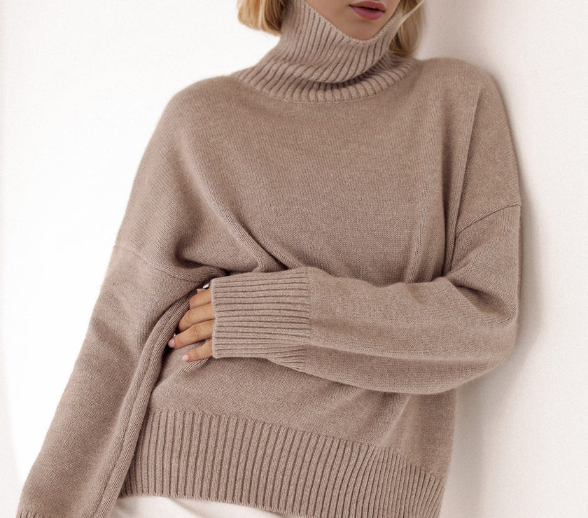 Basic Bae Turtleneck Dropped Shoulder Long Sleeve Sweater