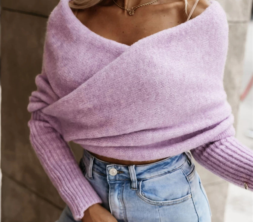 Long Sleeve Cropped Knit Top