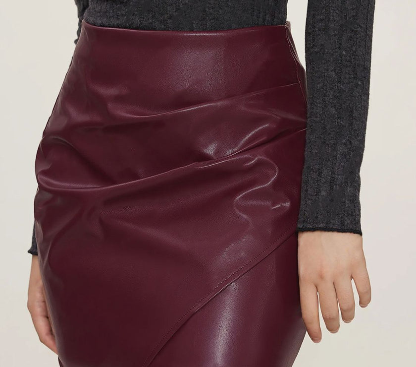 Ruched Mini Skirt with Zipper