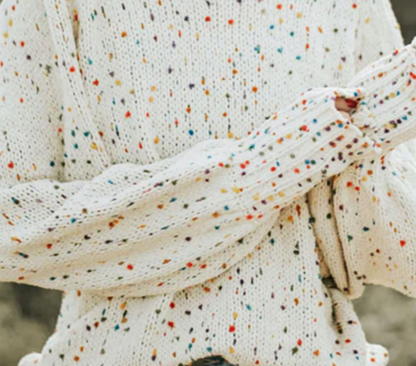 Confetti Round Neck Long Sleeve Sweater