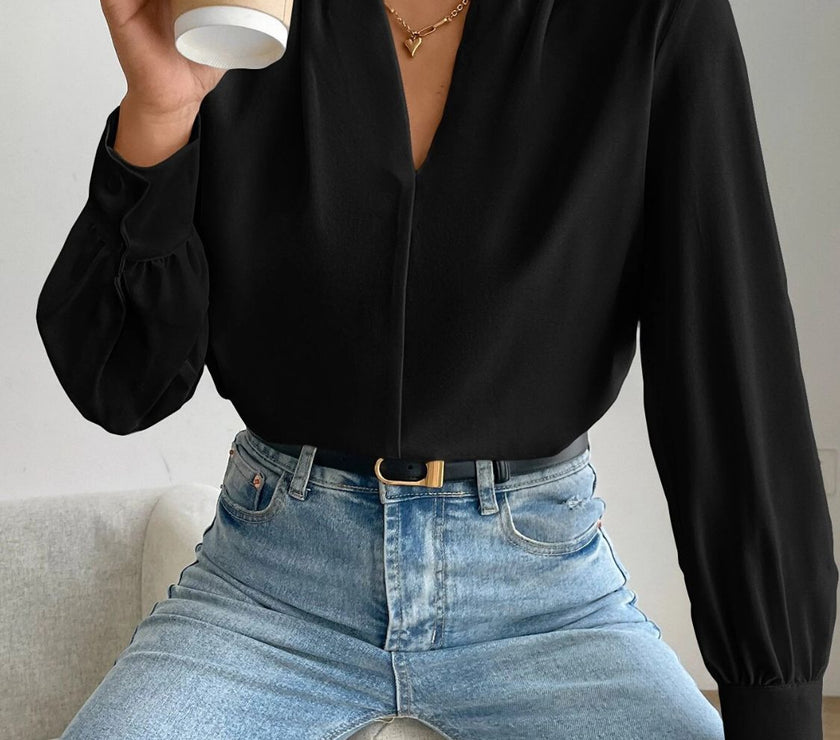 V Neck Long Sleeve Top