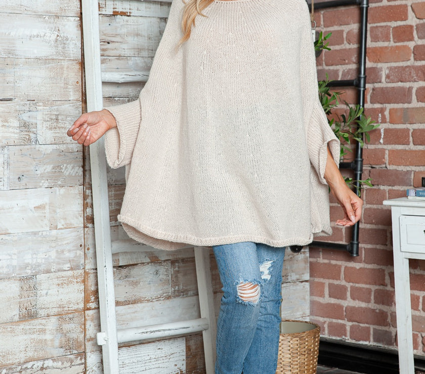 Round Neck Batwing Sleeve Sweater