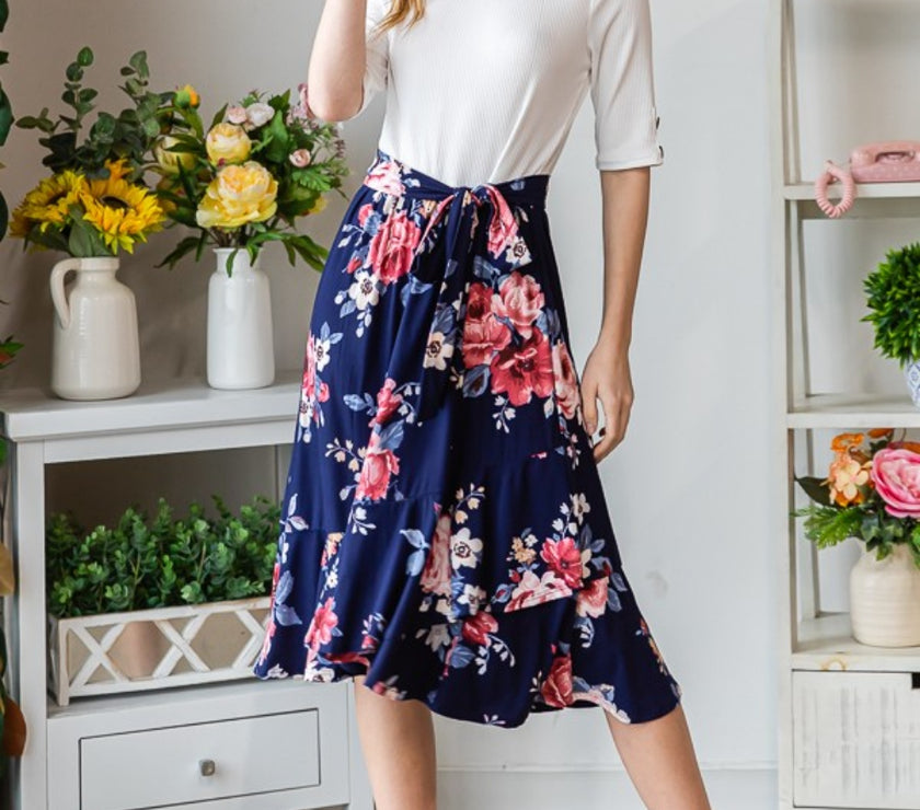 Reborn J Floral Wrap Ruffled Skirt