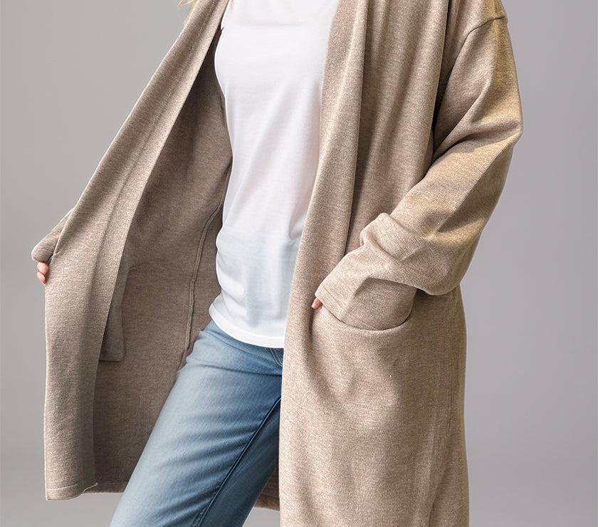 Open Front Long Sleeve Cardigan with Pockets